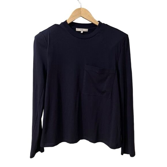 Tibi Tops - TIBI Womens Padded Shoulder Top Size Medium Black Knit Long Sleeve Sweater